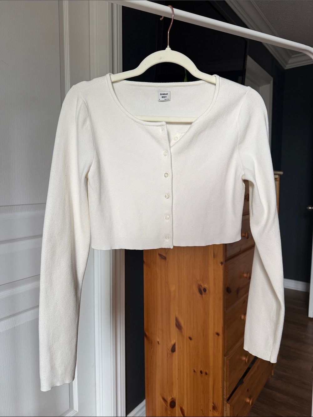 Sunday Best Cream Cropped Button-Front Knit Cardigan